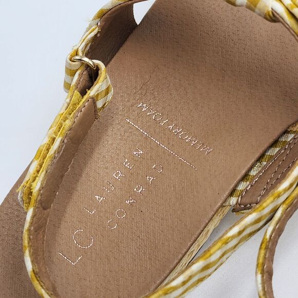 LC Lauren Conrad Rosemary Yellow Gingham Bow Sandals Size 10 - Picture 9 of 10